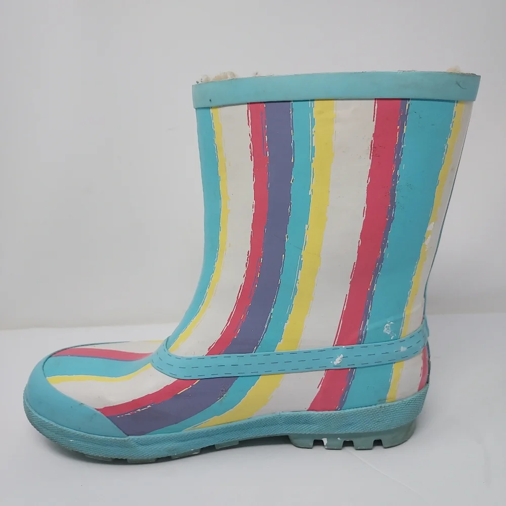 Ugg Fur Lined Striped Rain Boots Size 6 - Picture 5 of 10